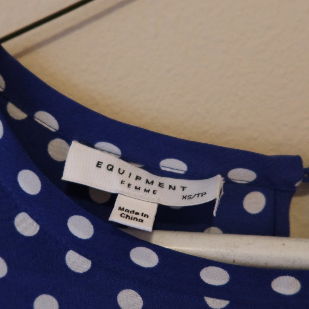100% Silk Equipment Polka Dot Dress with Pockets - Picture 3 of 6